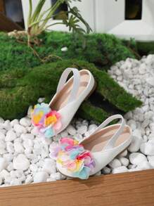 Girl Korean Style Fashionable Flower Decorated Round Toe Flat Shoes Children Fashionable All-Match Soft Bottom Dance Shoes - White - View 4