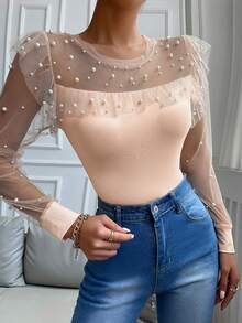 Top De Malla Con Cuentas Y Detalles - Rosa - Ver 3