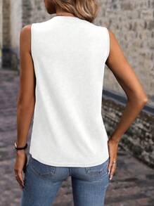 SHEIN LUNE 夏季實色休閒背心外縫線設計 - 白色 - 查看 2