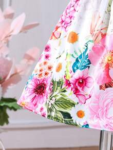 Robe De Princesse Trapèze Et À Volants Pour Bébé Fille, Motif Floral Doux Et Féminin