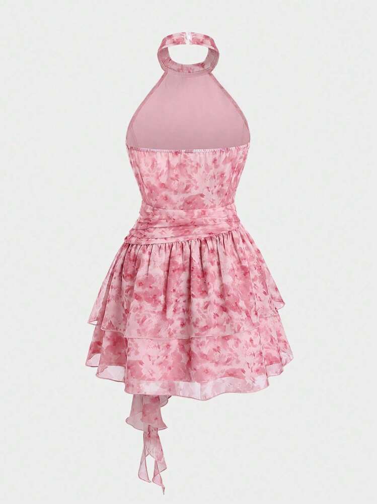 Sweetra Ladies' Fashionable Summer Sweetheart Neckline 3d Flower Detail Multiple Layers Dress Y2K Outfit Holiday Party Birthday Dress  - Pink - View 2