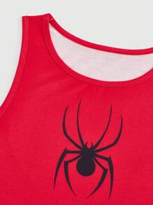 ROMWE Grunge Punk Dark Punk Rock Spider Print Vest And Plaid Shorts Casual Pajama Set, School