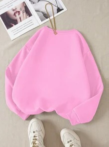 INAWLY Heart Embroidery Round Neck Fleece Sweatshirt Graduation,Back To School Outfits,Graduation,Teacher Outfits For Women,Back To SchoolPulloverFall Outfit