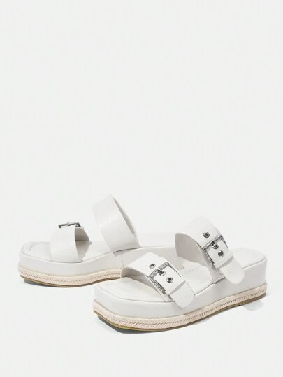 HighSole Women's Thick-Soled Sandals, Casual Solid Wedge Sandal Vacation Shoes Summer