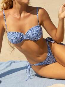 SHEIN Swim Floral Print Underwire Bikini Set Summer - Multicolor - View 1