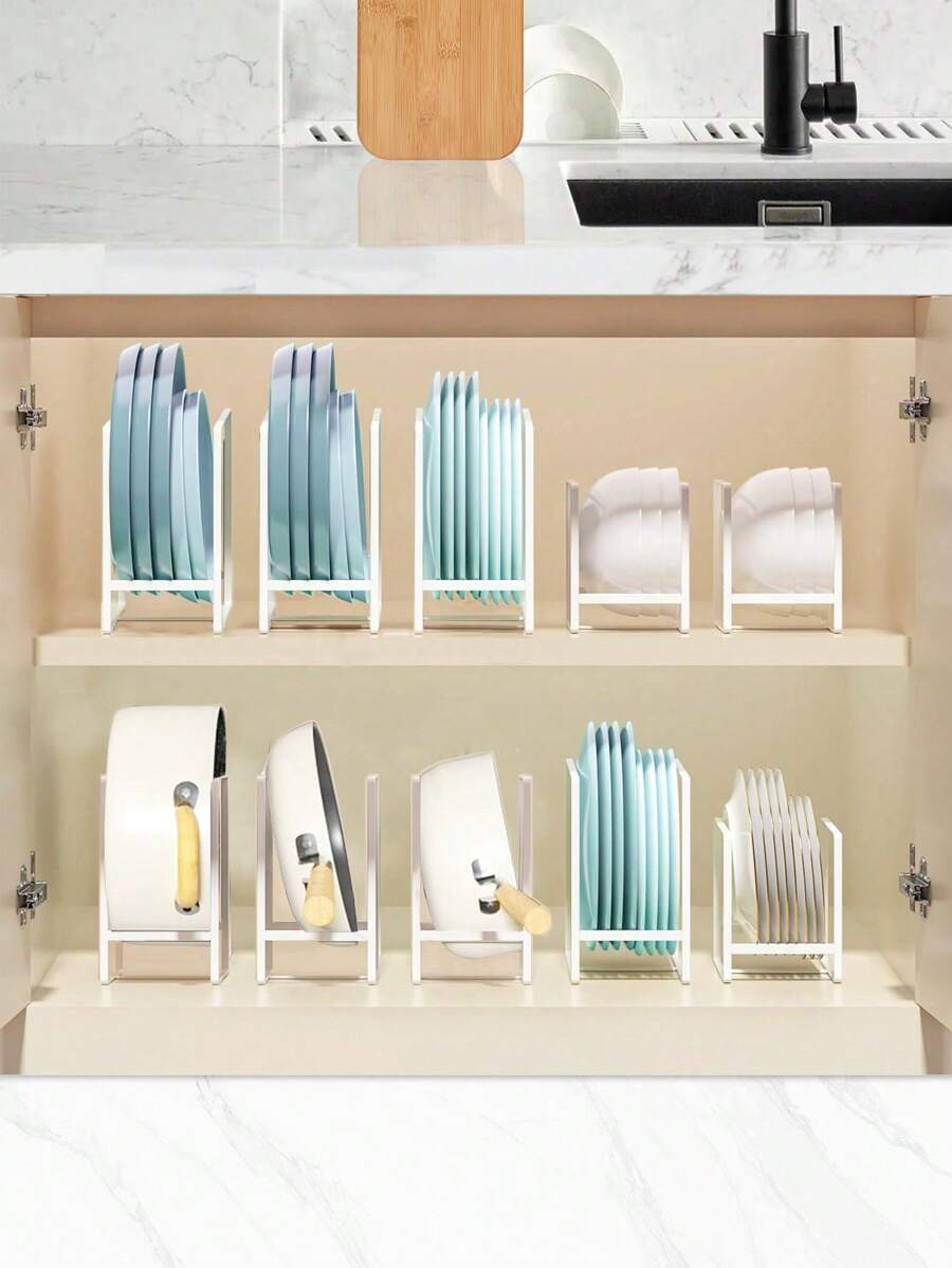 SHEIN Basic living 1 Miếng Trắng Đĩa Giá đỡ Hộp đựng Cái đĩa Giá phơi Phòng bếp Đĩa Hộp đựng , Đĩa Giá đỡ , Bộ đồ ăn Hộp đựng - trắng - Xem 1