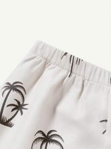 Cozy Pixies 寶寶男孩椰樹印花短袖連鈕扣翻領襯衫配休閒短褲套裝