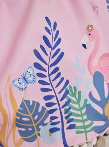 Travachic KIDS Baby Girl Summer Vacation Cartoon Pattern Loose Short-Sleeved Dress Is Suitable For Summer.