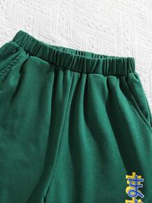 Conjunto De Camiseta De Manga Curta Folgada E Shorts Com Estampa De Desenhos Animados Para Meninos, Estilo Casual Para Jovens, Gola Redonda