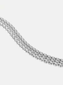 SHEIN Belle 1 Miếng Của phụ nữ Dễ thương , Cơ bản , Sang trọng Đơn giản Lưới Kim loại kết cấu Dây chuyền , Thích hợp Cho đám cưới , Buổi tiệc , Câu lạc bộ đêm , Giải trí - Bạc - Xem 3