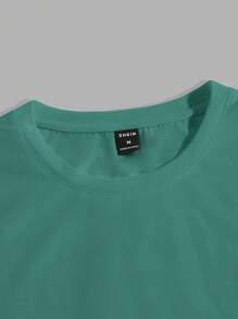 Manfinity VCAY Men Summer Round Neck Solid Color Knitted Casual Short Sleeve T-Shirt - Green - View 5