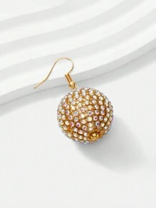 SHEIN Belle 1對女性可愛、性感、奢華耳環,鑽石裝飾、金屬質感、圓形設計,適用於婚禮、休閒、夜店、聚會或蜜月款式 - 金色 - 查看 6