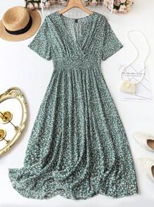 SHEIN LUNE Đầm Maxi họa tiết hoa nhỏ thường ngày mùa hè cỡ lớn cho nữ - Nhiều màu - Xem 1