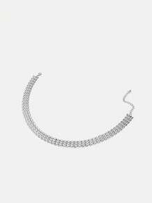 SHEIN Belle 1 Miếng Của phụ nữ Dễ thương , Cơ bản , Sang trọng Đơn giản Lưới Kim loại kết cấu Dây chuyền , Thích hợp Cho đám cưới , Buổi tiệc , Câu lạc bộ đêm , Giải trí - Bạc - Xem 2