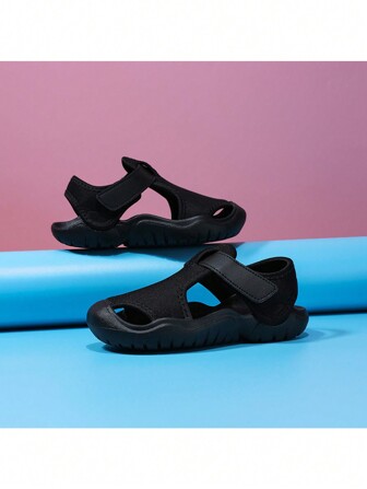 Atmungsaktive elastische Kopfbedeckung für Kinder, rutschfeste weiche Sandalen mit Gummisohle