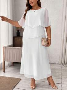 SHEIN Clasi Plus Size Solid Color Long Casual Summer Dress - White - View 5