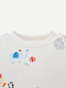 Cozy Pixies Em bé Con trai Dễ thương In Động vật Vòng cổ Áo nỉ Và Quần Hai chiếc - Màu be - Xem 5