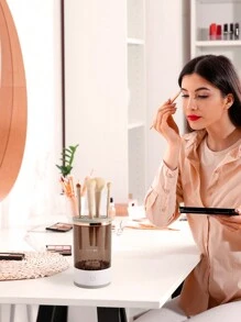 Teckwe Elektrisches Makeup Pinsel Reinigungsgerät, automatische Kosmetik Pinsel, USB Makeup Pinsel Reiniger, tragbarer elektrischer Makeup Pinsel Reiniger, Reiniger & Trocknungsständer passend für alle Größen von Makeup Pinseln, Vibrations-Tiefenreinigung, sanftes Wasserspülen & Mehrfach-Rohrreinigung, Weihnachtsgeschenke, Muss-Habe für Herbst- und Winterurlaub, Campingurlaub, Urlaubsaccessoires, Camping-Zubehör