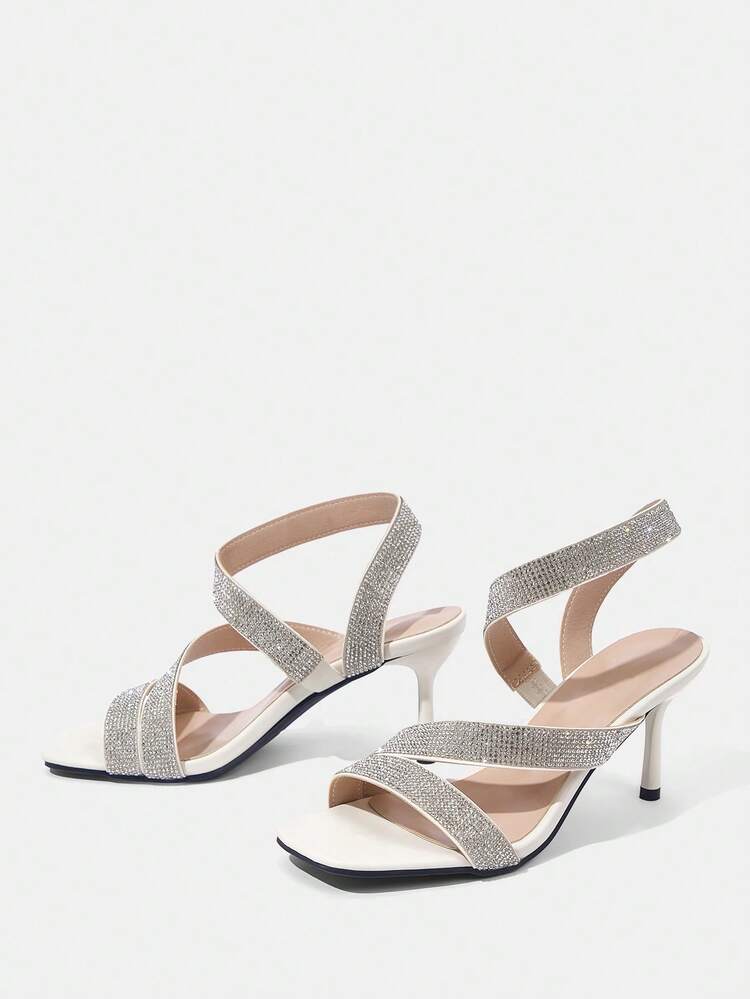 Women's High Heel Stiletto Rhinestone Sandals For Spring/Summer, Graduation Heel, Prom Heels For Summer Vacation Shoes Summer