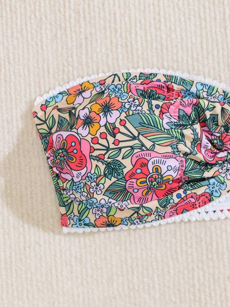 Random Floral & Plant Pattern Print 2pcs Bikini Set For Vacation,Summer Beach