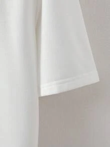 Aesthetic Post Loose Men Slogan Đồ họa tương phản Cổ áo trễ vai Áo sơ mi Polo - trắng - Xem 4