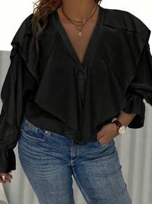 Calvaya Camisa De Talla Grande - Negro - Ver 5