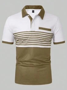 Manfinity Homme Men Summer Daily Striped Polo Shirt With Color Block