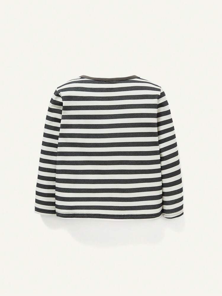 Baby Boy 2pcs Striped Print Pocket Patched Tee