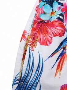 Surfspeed Men Summer Holiday Drawstring Flower Print Beach Shorts - Multicolor - View 6