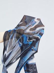 ROMWE MEN 男士長袖波浪印花短袖T-shirt - 彩色 - 查看 7