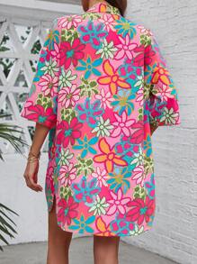 SHEIN LUNE Bộ áo ngắn tay và quần short in hoa kỳ nghỉ hè - Nhiều màu - Xem 2