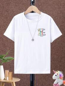 SHEIN Áo thun ngắn tay dành cho bé trai Tween với thiết kế đổi màu và nhạy cảm với nhiệt độ - trắng - Xem 2