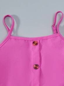 SHEIN Tween Girls Spaghetti Strap Single-Breasted Cutout Dress For Summer