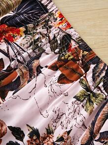 SHEIN Holidaya Women Elegant Floral Print Elastic Waistband Long Pants For Vacation Fall Cloth For Women