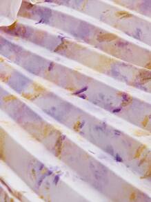 SHEIN MOD Ombre Floral Print Pleated Double Layer High Waist Spring/Summer Midi Skirt - Multicolor - View 4