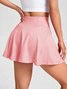 SHEIN EZwear Light Pink Knitted Sports And Leisure Skirt - Dusty Pink - View 2