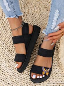 Minimalist Slingback Sandals - Beige - View 1