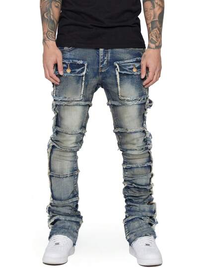Street Life Men Slim-Fit Casual Jeans With Frayed Edges