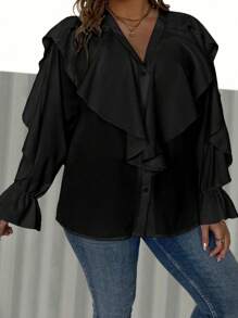 Calvaya Camisa De Talla Grande - Negro - Ver 6