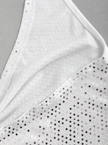 SHEIN Unity 夏季露背綁頸上衣，配有亮片垂墜領口 - 白色 - 查看 5