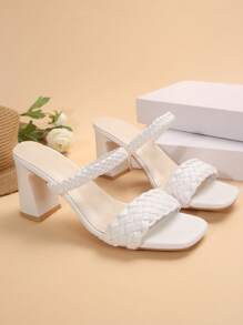 Dép xỏ ngón đế dày thời trang mới mùa hè cho nữ, dép xỏ ngón đế giữa quai dệt để đi ngoài trời - trắng - Xem 5