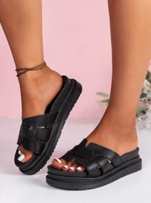 Women Outdoor Leisure Thick-Soled Black Sandals For Summer,Travel Essential - Black - View 4