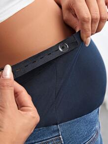 SHEIN Pregnant Women Color Block Splicing High Waisted Slim Fit Denim Pants For Maternity Jeans - Dark Wash - View 7