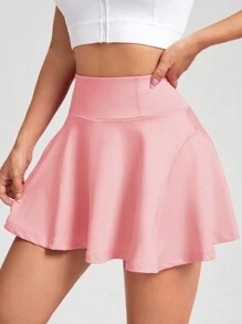 SHEIN EZwear Light Pink Knitted Sports And Leisure Skirt - Dusty Pink - View 6