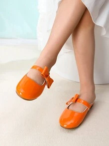 Neue Frühjahrs-/Herbst-Mädchenschuhe in Orange mit Schleifendetail, atmungsaktiv und geeignet für den täglichen Gebrauch sowie Outdoor-Aktivitäten