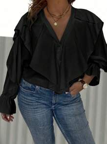 Calvaya Camisa De Talla Grande - Negro - Ver 1