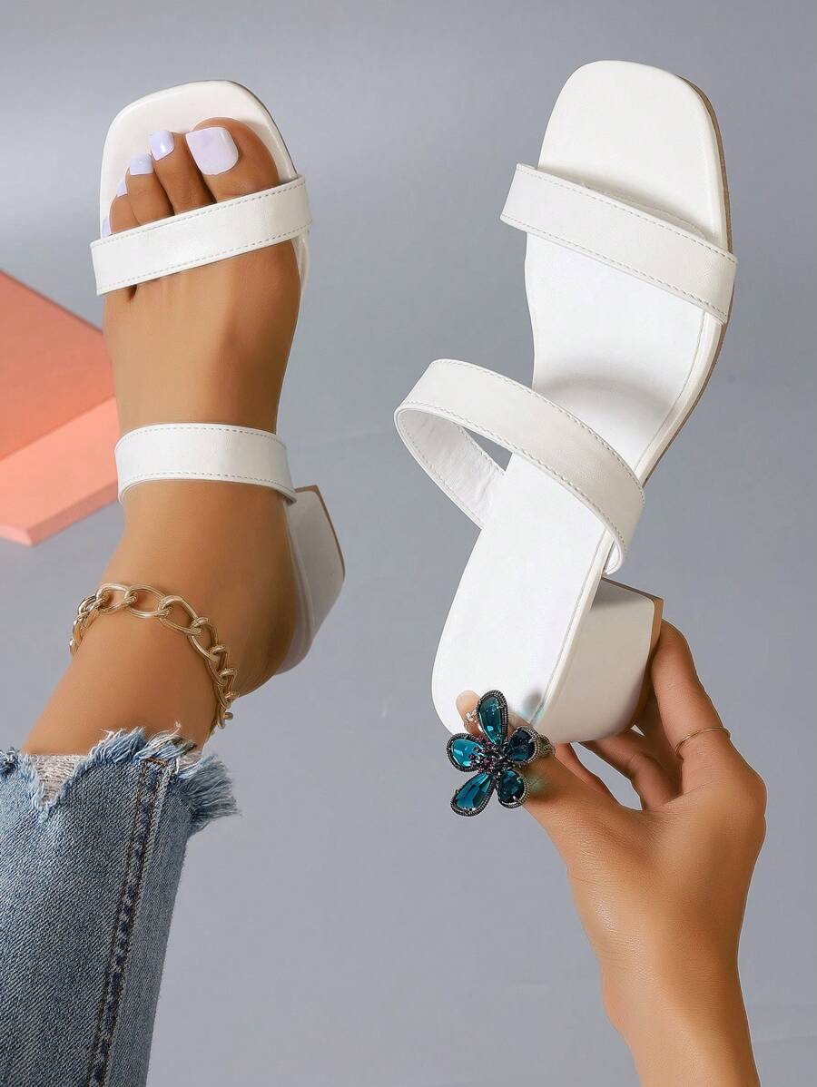 stylish sequin open toe chunky heeled sandals