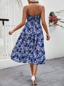 Breezaya NỮ Mùa hè In hoa Dây đeo Mì Ý  Kỳ nghỉ Phong cách Đầm trượt băng - Nhiều màu - Xem 2