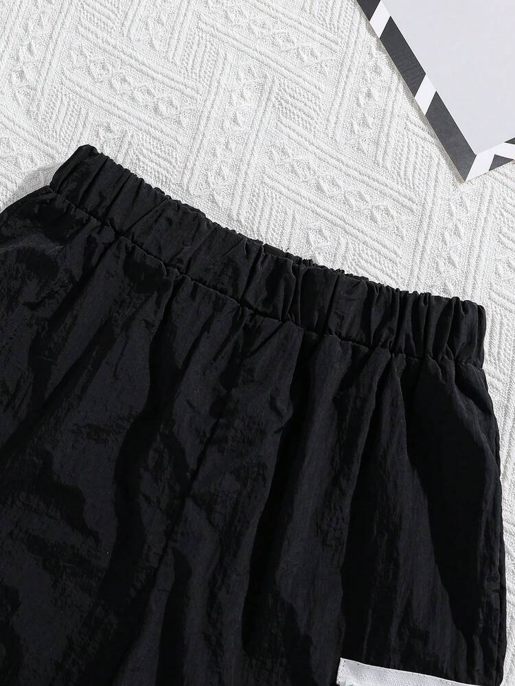 Tween Boys' Loose Fit Casual 2 In 1 Short Sleeve T-Shirt With Zipper Pocket And Shorts Set, Summer