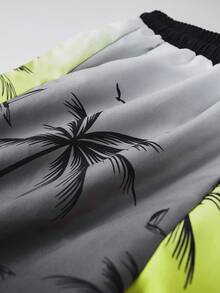Manfinity Swimmode Nam Dừa In Hình Cây Dừa Dây Kéo Eo Quần Short Đi Biển - Nhiều màu - Xem 4